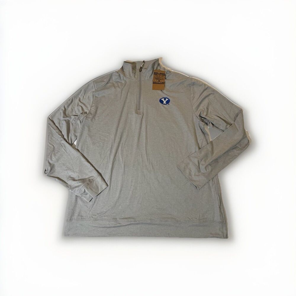 BYU Cougars Quarter Zip Pullover Gray Rivalry Threads Long Sleeve Top NWT L